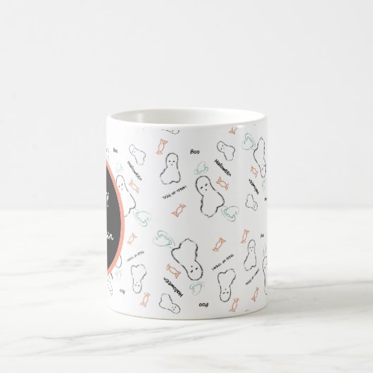 Happy Halloween Ghost Candy Hand Lettering Doodle Kaffeetasse (Mittel)
