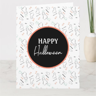 Happy Halloween Ghost Candy Hand Lettering Doodle Karte