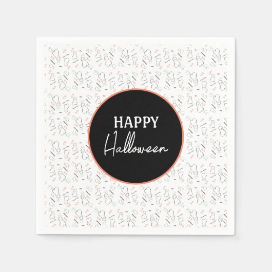 Happy Halloween Ghost Candy Hand Lettering Doodle Serviette (Vorderseite)