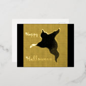 Happy Halloween Ghost Cartoon Gold Foil Postkarte (Vorderseite/Rückseite)