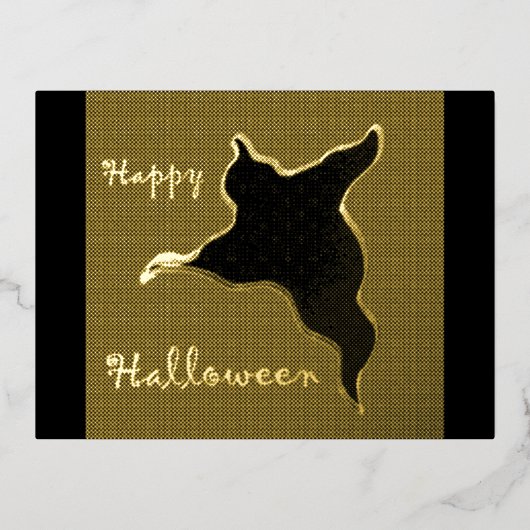 Happy Halloween Ghost Cartoon Gold Foil Postkarte (Vorderseite)