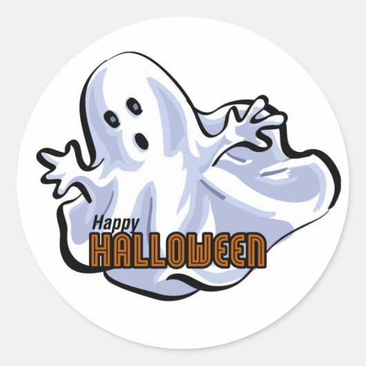 Happy Halloween Ghost Cartoon Runder Aufkleber (Vorderseite)
