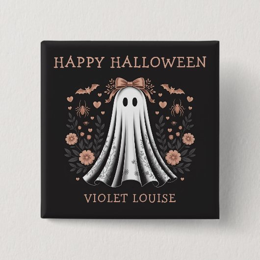 Happy Halloween Ghost Custom Button (Vorderseite)