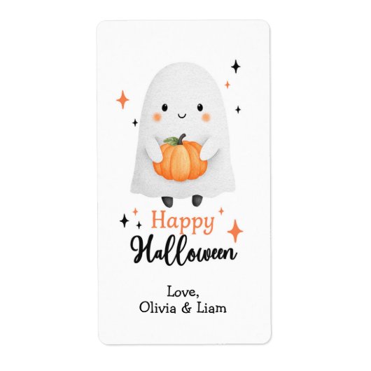 Happy Halloween Ghost Custom Shipping Labels (Vorne)