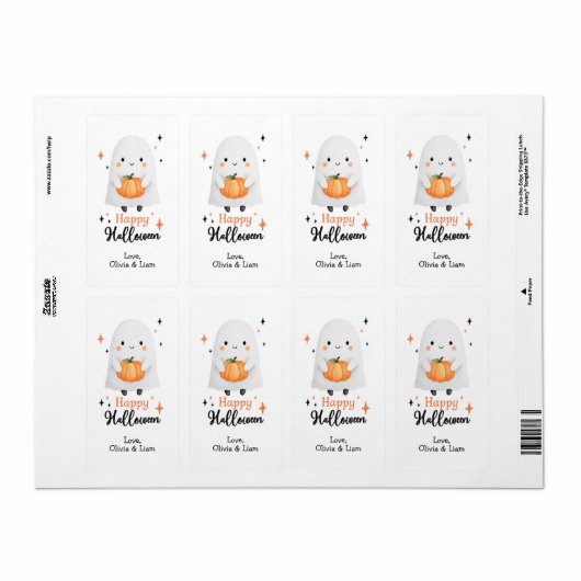 Happy Halloween Ghost Custom Shipping Labels (Vorne)