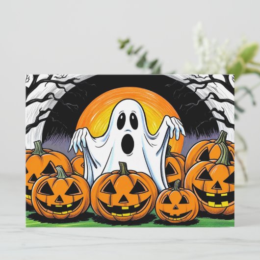 Happy Halloween Ghost Einladung (Stehend Vorderseite)