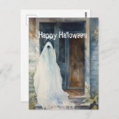 Happy Halloween Ghost Entering House Postkarte (Vorne/Hinten)