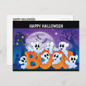 Happy Halloween Ghost Feiertagspostkarte (Vorne/Hinten)