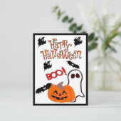 Happy Halloween Ghost Feiertagspostkarte (Stehend Vorderseite)