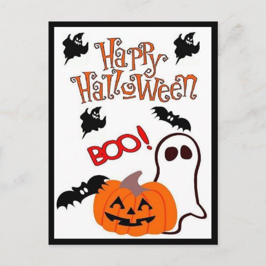 Happy Halloween Ghost Feiertagspostkarte (Vorderseite)