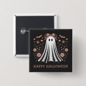 Happy Halloween Ghost Girl Button (Vorne & Hinten)