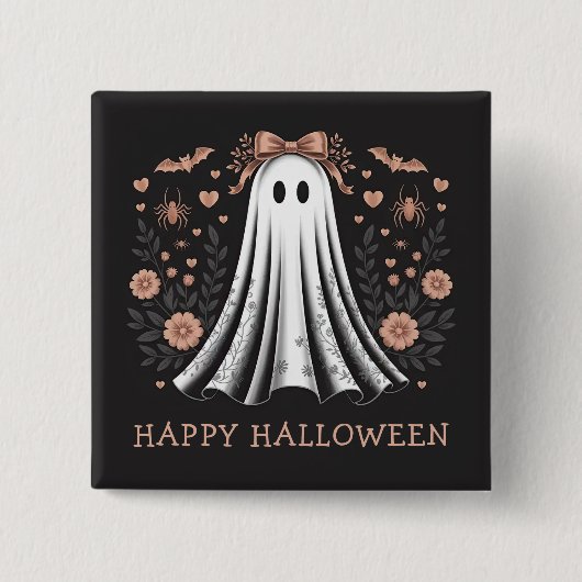 Happy Halloween Ghost Girl Button (Vorderseite)
