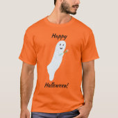 Happy Halloween Ghost hält Orange Rose Tshirts (Vorderseite)