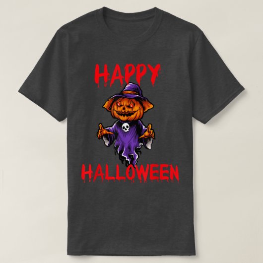 Happy Halloween Ghost Jack O Lantern Pumpkin Scary T-Shirt (Design vorne)