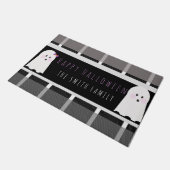 Happy Halloween Ghost Kariert Pattern Name Doormat Fußmatte (Schrägansicht)