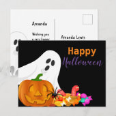 Happy Halloween Ghost Kürbislaterne Kinder Feiertagspostkarte (Vorne/Hinten)
