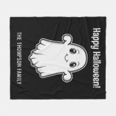 Happy Halloween Ghost lächelt benutzerdefinierten  Fleecedecke (Vorderseite (Horizontal))