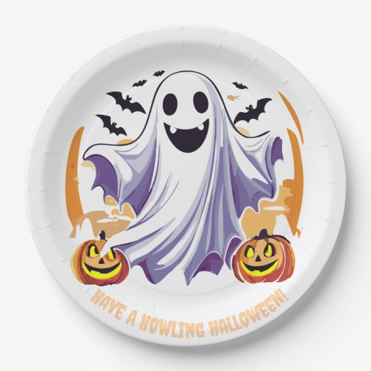 Happy Halloween Ghost Pappteller (Vorderseite)