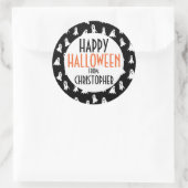 Happy Halloween Ghost Pattern Kids Personalisiert Runder Aufkleber (Tasche)
