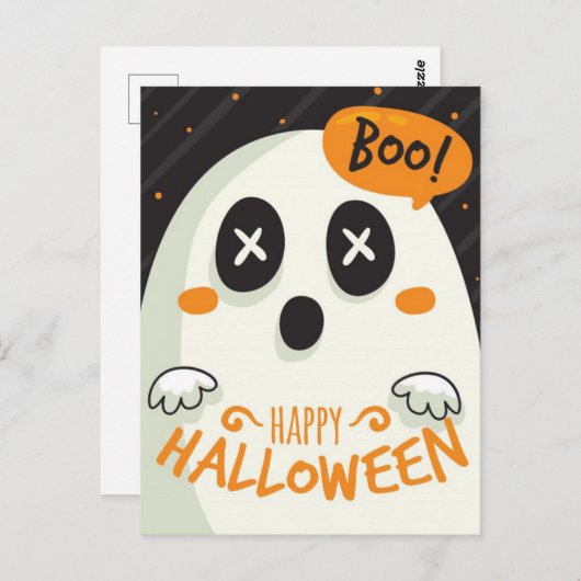 Happy Halloween Ghost Postkarte (Vorne/Hinten)