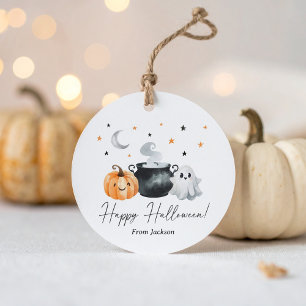 Happy Halloween Ghost Pumpkin Geschenkanhänger