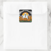 Happy Halloween Ghost Quadratischer Aufkleber (Tasche)