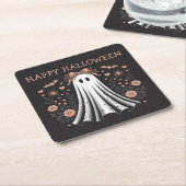 Happy Halloween Ghost Square Paper Untersetzer (angewinkelt)