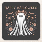 Happy Halloween Ghost Square Paper Untersetzer (Vorderseite)