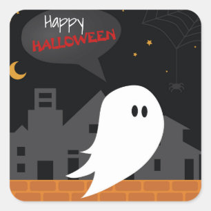 Happy halloween ghost town spooky Grüße Quadratischer Aufkleber