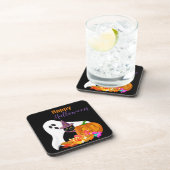 Happy Halloween Ghost und Black Cat Plastic Getränkeuntersetzer (Rechte Seite)