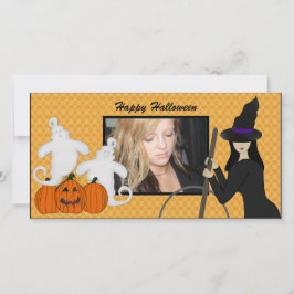 Happy Halloween Ghost und Hexe Foto Cards Feiertagskarte