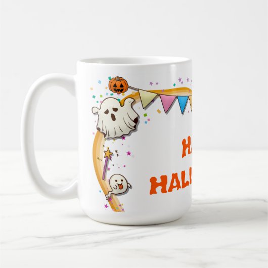Happy Halloween Ghost und Pumpkins Kaffeetasse (Links)