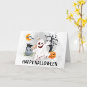 Happy Halloween Ghost Watercolor Karte (Gelbe Blume)