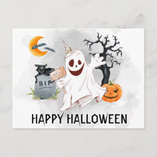Happy Halloween Ghost Watercolor Postkarte