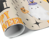 Happy Halloween Ghost Wrapping Paper Geschenkpapier (Rolleneckpunkt)