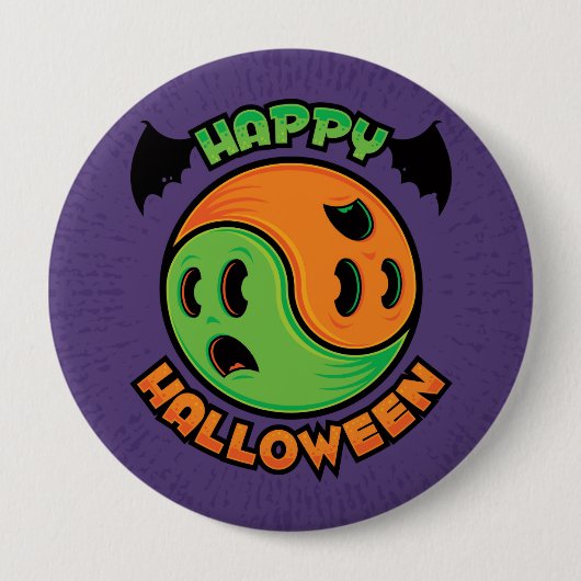Happy Halloween Ghost Yin-Yang Button (Vorderseite)