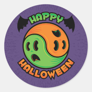 Happy Halloween Ghost Yin-Yang Runder Aufkleber