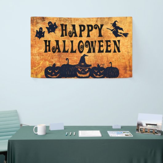 HAPPY HALLOWEEN Ghosts Hexenkürbis Banner (Messeveranstaltung)