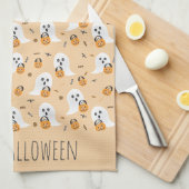 Happy Halloween Ghosts Trick oder Behandlungsmuste Geschirrtuch (Viertel Falte)