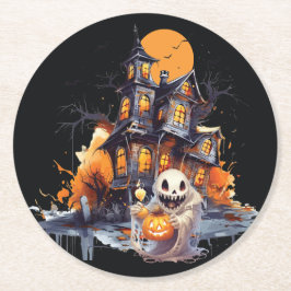 Happy Halloween Ghoul Runder Pappuntersetzer