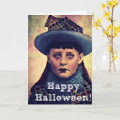 Happy Halloween Girl Karte (Gelbe Blume)