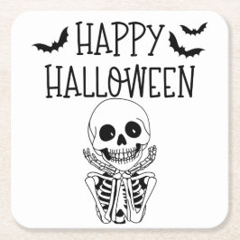 Happy-Halloween-Glasunterglas Rechteckiger Pappuntersetzer