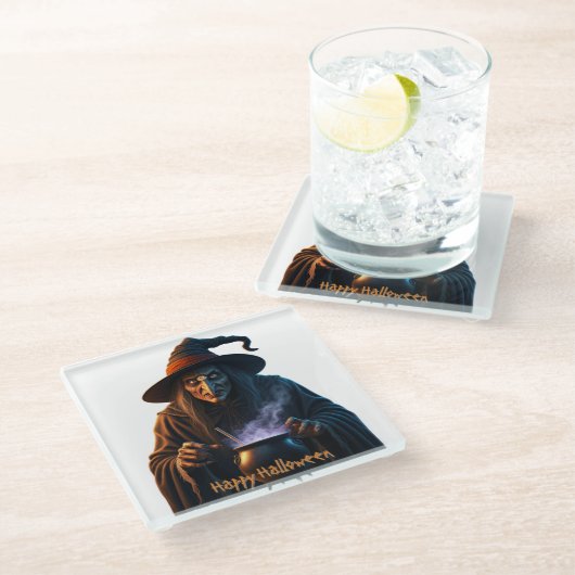 Happy Halloween Glasuntersetzer (Schrägansicht)