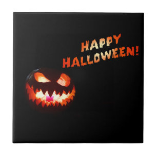HAPPY HALLOWEEN - Glühender Jack-O-Lantern Fliese