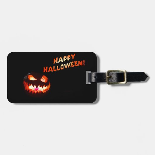 HAPPY HALLOWEEN - Glühender Jack-O-Lantern Gepäckanhänger (Vorderseite horizontal)