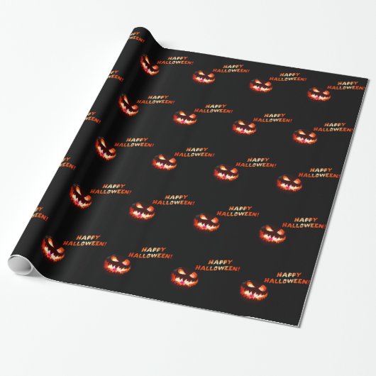 HAPPY HALLOWEEN - Glühender Jack-O-Lantern Geschenkpapier (Ungerollt)