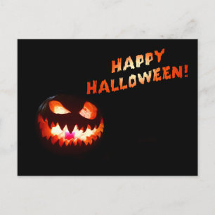 HAPPY HALLOWEEN - Glühender Jack-O-Lantern Postkarte