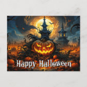 Happy Halloween | Glühender Nefarious Pumpkin Postkarte (Vorderseite)