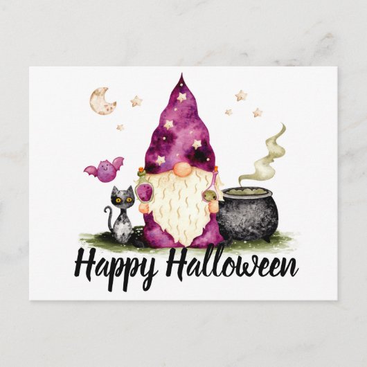 Happy Halloween Gnome Wizard Postkarte (Vorderseite)