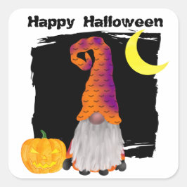 Happy Halloween Gnome Wizard Quadratischer Aufkleber
